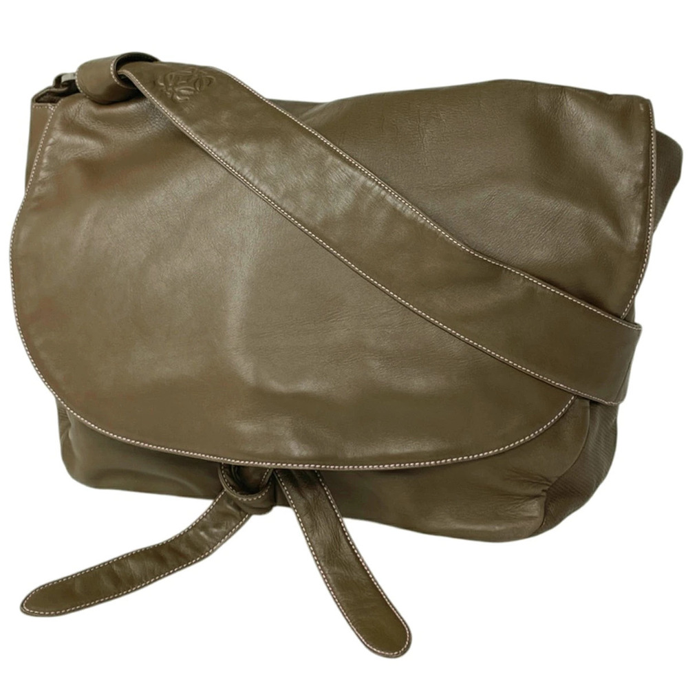 Loewe Shoulder Bag Anagram Leather Khaki Green